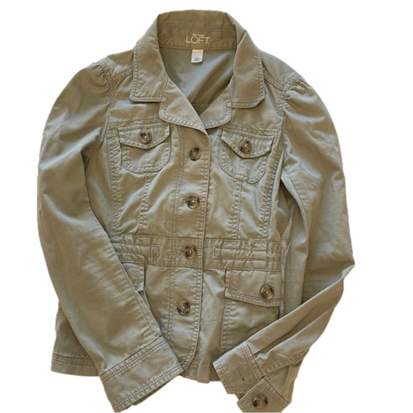 ANN Taylor Loft Khaki Cargo Jacket Size 00P - Picture 1 of 6